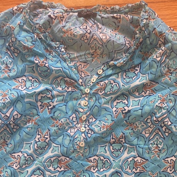 Talbots Patterned 100% Cotton Half Button Down Long Sleeve Top - Picture 2 of 6